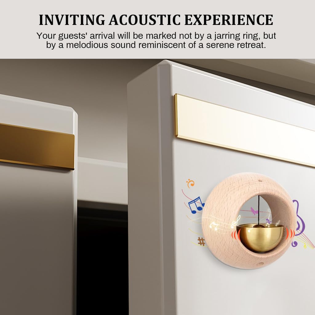 HASTHIP Door Bell for Home and Office with Adhesive Backing and Beech Wood Brass Chime