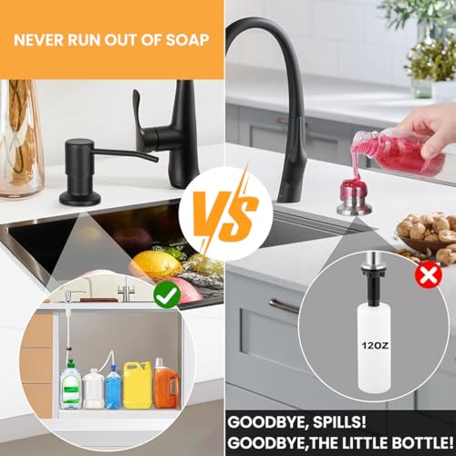 HASTHIP® Kitchen Sink Soap Dispenser,Modern Stainless Steel Pump with 1.2m Silicone Tube,Built-in Liquid Soap and Lotion Dispenser for Countertop Dish Hand