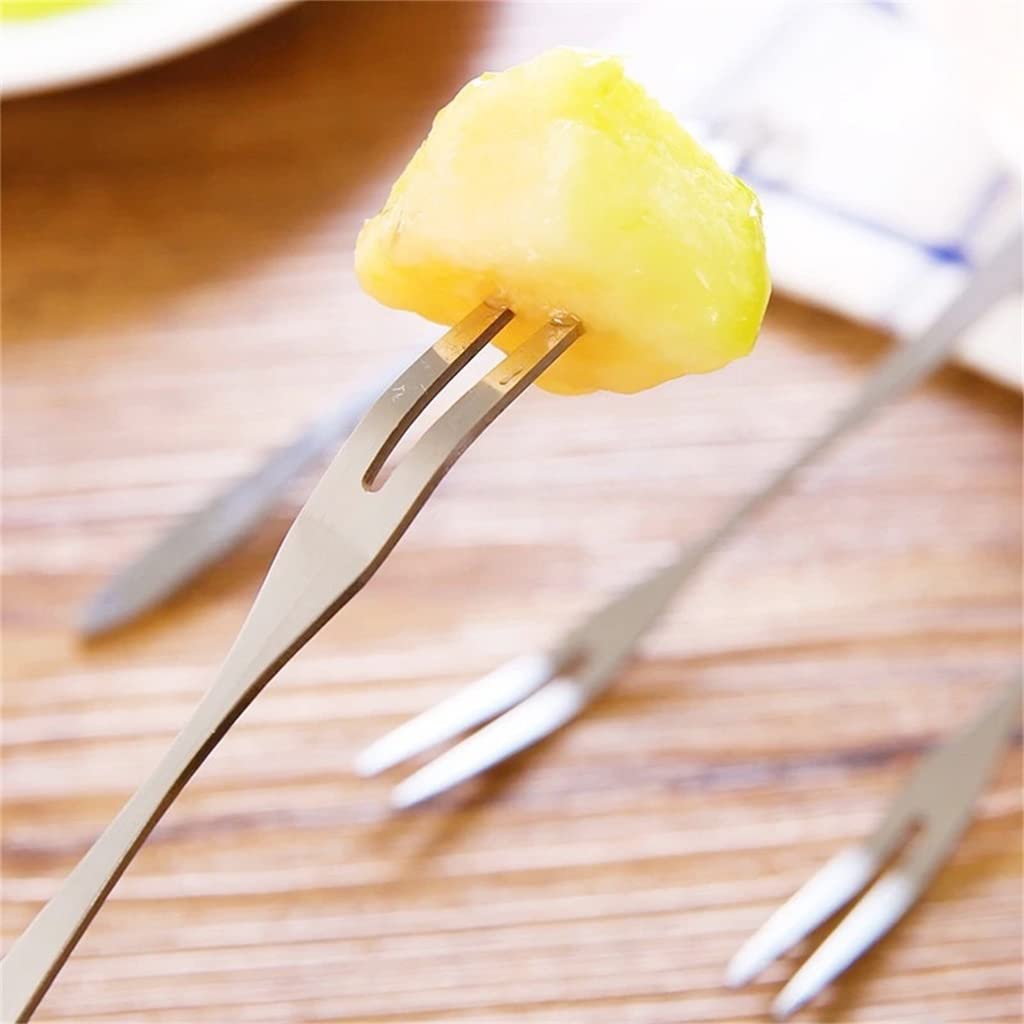 HASTHIP Food Fruit Forks for Kids with Cute Cow Handle 6pcs 4.65in Stainless Steel | Reusable Dessert Fork Set