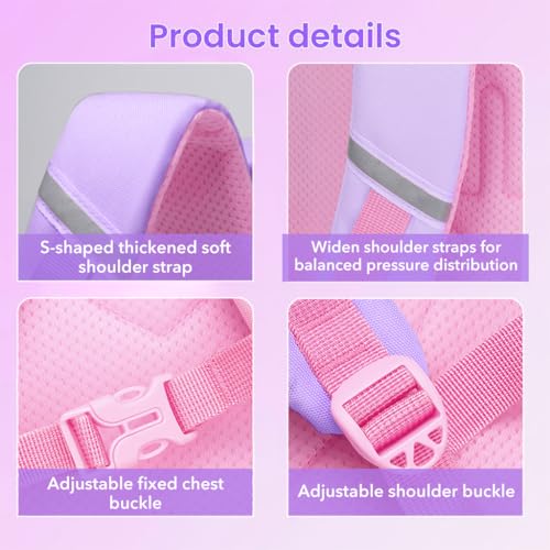 HASTHIP® Mermaid School Backpack for Girls,Large Capacity Kids Backpack for Ages 6-12,Lightweight Bookbag School Travel Camping Cartoon Design Comfortable & Durable