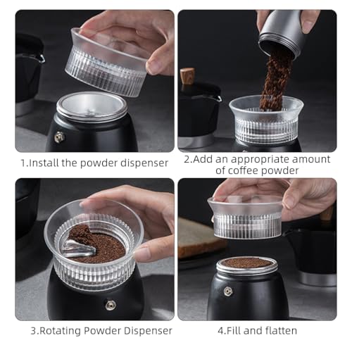 HASTHIP® Moka Pot Powder Ring Distributor, 3 Inch Coffee Leveler Tool, Clear Crown Ground Leveling Accessory for 4-6 Cup Moka Pot, Espresso Dosing Funnel Coffee Accessories