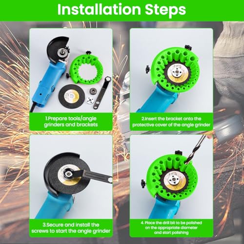 HASTHIP® Drill Bit Sharpener Attachment for Angle Grinder, 20-Groove Tilt System, Universal Sharpening Tool for 2-13mm Drill Bits, Electric Disc Cutter Accessory for DIY & Professional Use