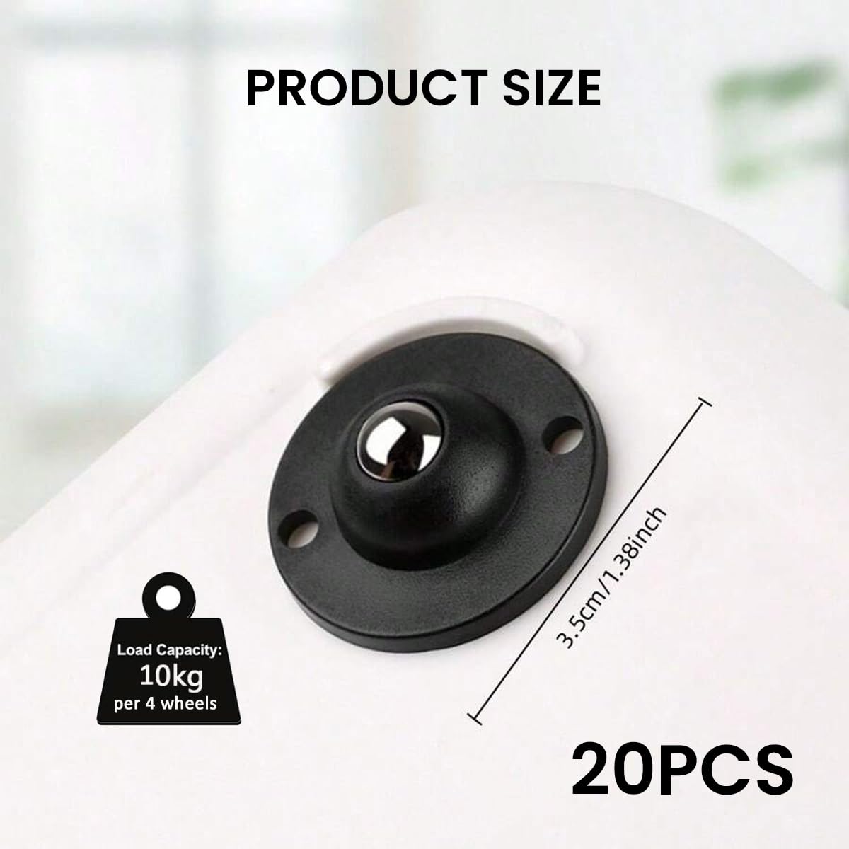 HASTHIP Self Adhesive Caster Wheels for Small Furniture featuring 360° Swivel Design | 20pcs 1.37 in Stainless Steel Ball Casters