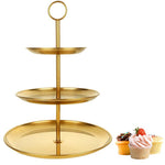 HASTHIP Cupcake Stand for Weddings and Parties with 3 Tier Display 17 cm 23 cm 30 cm | Elegant Gold Stainless Steel Dessert Tower