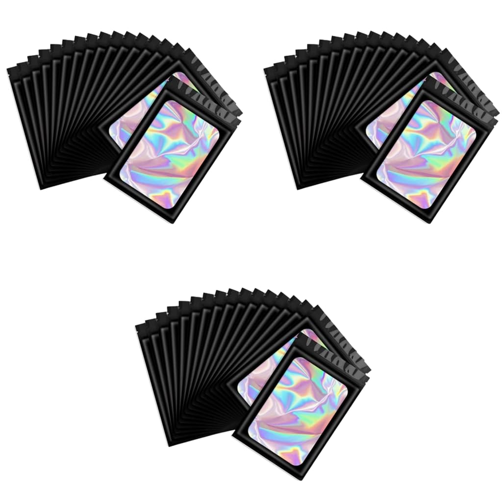 HASTHIP Smell Proof Mylar Bags for Food Storage featuring Resealable Zip & 300PCS 7.5×12cm | Holographic Rainbow Design