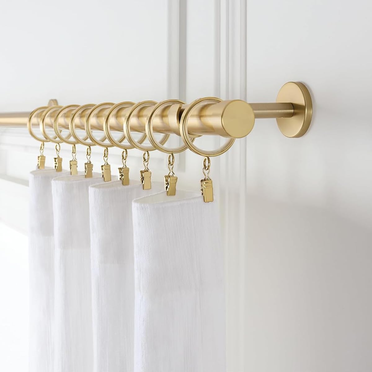 HASTHIP Curtain Ring Clips for Window and Shower Curtains featuring Openable Design | 10Pcs 3.2cm Metal Golden Rings