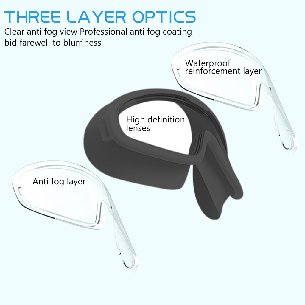 Proberos® Adult Swim Goggles, Big Frame Competition Professional Swim Goggles Swimming with Waterproof Earplugs, Leakproof Anti-fog UV Protection Diving Goggles for Surfing, Kayaking, Black