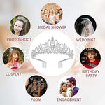 HASTHIP® Silver Crystal Tiara Crown Headband for Women Girls, Elegant Rhinestone Princess Crown with Combs, Bridal Wedding Birthday Party Prom Queen Accessories
