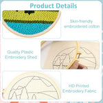 HASTHIP® DIY Tufting Art Kit 20x20CM Punch Needle Embroidery Kit for Beginners,Forest Animal Design,Complete Craft Set with Hoop Embroidery Needles Yarn Easy Needlepoint Starter Gift for Kids & Adults