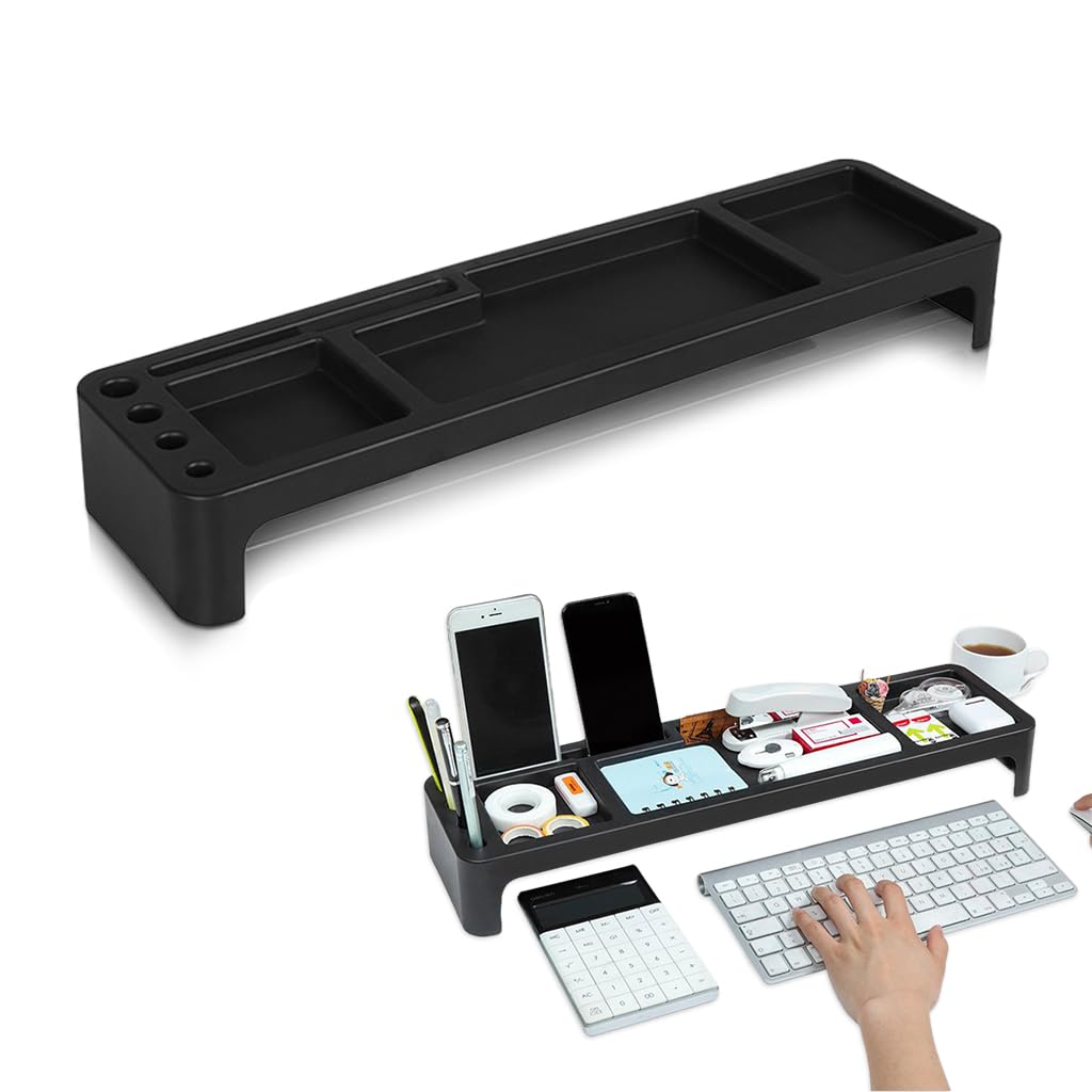 HASTHIP® Multifunctional Desk Organizer with Phone Stand, Pen Holder, Storage Compartments for Office Supplies, Stationery Organizer for Home & Office Accessories