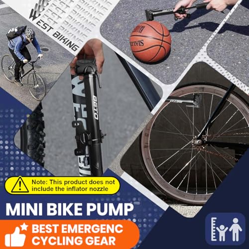 HASTHIP® Bicycle Pump, Portable Mini Bike Pump, with Mounting Bracket and 3 Air Valve Nozzle Manual Bike Pump, Lightweight Bike Tyre Pump for Road, Mountain & BMX Bike and Ball