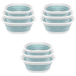 HASTHIP Silicone Collapsible Tub Bucket Set for Handwash and Outdoor Washing 9PCS | Foldable Basin with Hanging Holes for Fruits and Vegetables