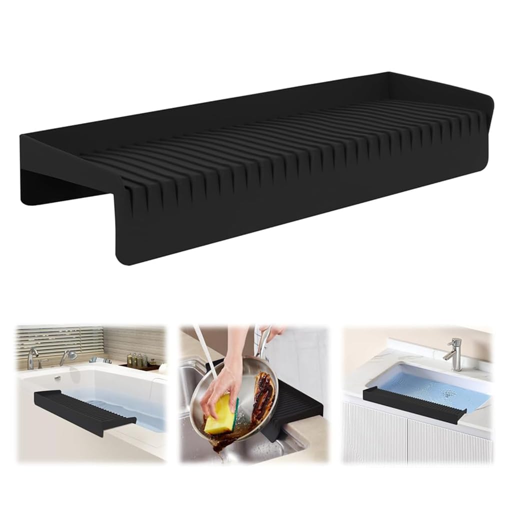 HASTHIP® 4x20 inches Silicone Sink Edge Protector Splash Guards Countertop Protectors for Kitchen Sink, Splash Guard for Bathtub Sink, Multifunction Dry and Wet Separation Strip