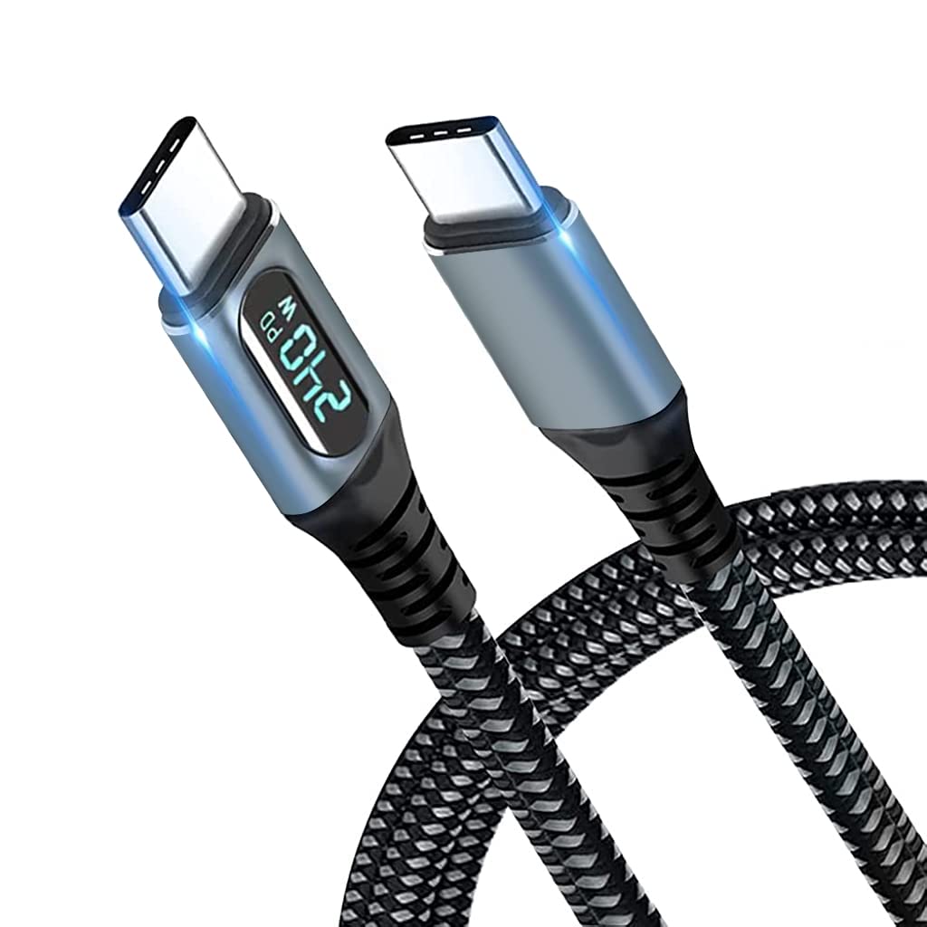240W Type C Cable with LCD Display, 40Gbps Data Transfer, for Thunderbolt 4 Cable Nylon