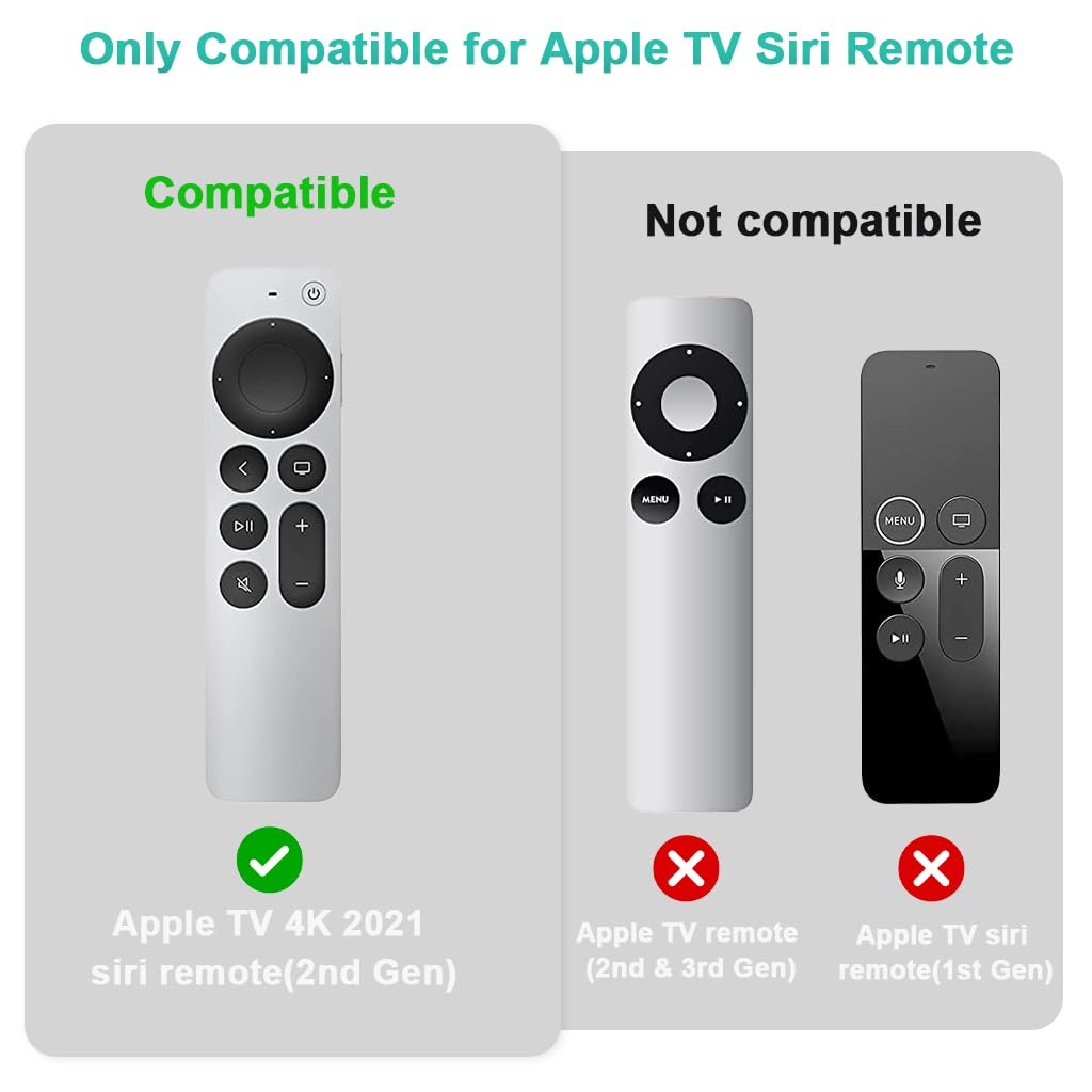 HASTHIP® Funda de Silicona para Mando Apple TV 4K 2ª/3ª Generación, Cubierta Protectora Antigolpes Ligera con Agarre Antideslizante y Correa para Siri Remote