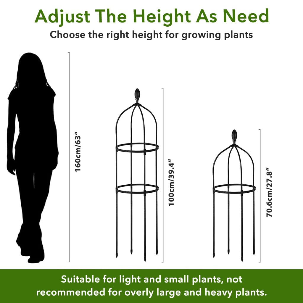 HASTHIP Climbing Trellis for Garden and Patio featuring 100cm Obelisk Structure | Decorative Metal Support for Roses and Ivy