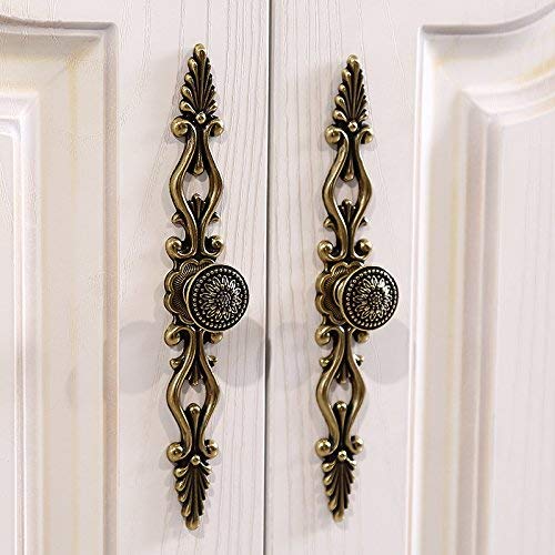 HASTHIP Cabinet Drawer Pull Handle for Kitchen and Wardrobe with 128mm Hole Pitch | Zinc Alloy 6Pcs Antique Brass Finish