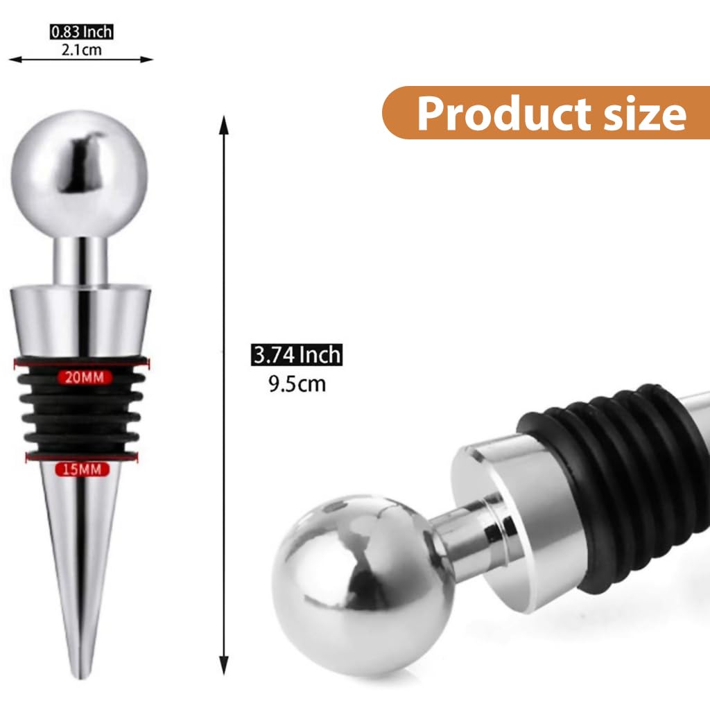 HASTHIP Wine Bottle Stoppers 6 Pack for Red Wine and Champagne featuring 9cm Size | Reusable Food Grade Silicone and Plastic Sealers