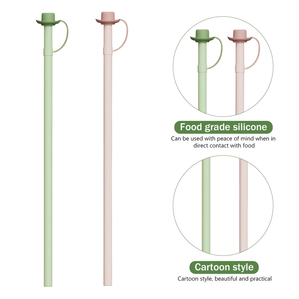 HASTHIP Silicone Straws for Stanley Cup with Caps 12 in Replacement | Food Grade 2 Pcs Set