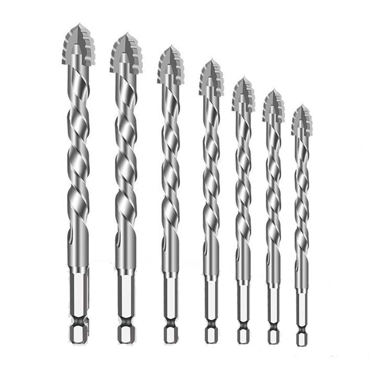 HASTHIP® Juego de Brocas para Mampostería 7 Piezas (3/4/5/6/8/10/12mm),Brocas de Carburo Alta Resistencia con Vástago Hexagonal Antideslizante,Perforación Precisa para Concreto,Baldosa