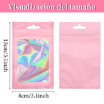HASTHIP Smell Proof Mylar Bags for Candy and Cookies 300 pcs 8 x 13 cm | Pink Polyethylene