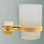 HASTHIP Toothbrush Cup Holder Set for Bathroom with 2.6 in Cup featuring Screw Mount | Golden Aluminum Wall Accessory