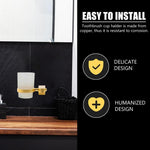 HASTHIP Toothbrush Cup Holder Set for Bathroom with 2.6 in Cup featuring Screw Mount | Golden Aluminum Wall Accessory