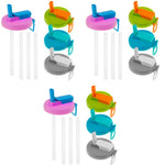 HASTHIP Reusable Soda Can Lids 4 Pack with Silicone Straws and Airtight Spill-Proof Seal | Fits 12oz and 16oz Cans