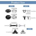 HASTHIP Hook and Eye Sewing Button Kits for Garments with 50 Pairs and 3 Styles | Black and Silver Closures
