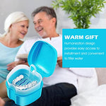 HASTHIP® Denture Box Case Sanitary Denture Bath Retainer Case Portable Orthodontic Storage Container with Strainer Basket for Dentures, Mouth Guard, Fake Teeth, Night Guard Holder Travel Soaking Cup