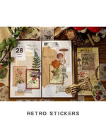 HASTHIP Sticker Set for Journals and DIY Crafts featuring 60 Pcs Washi Paper Designs | Retro Plants Flowers and Animals