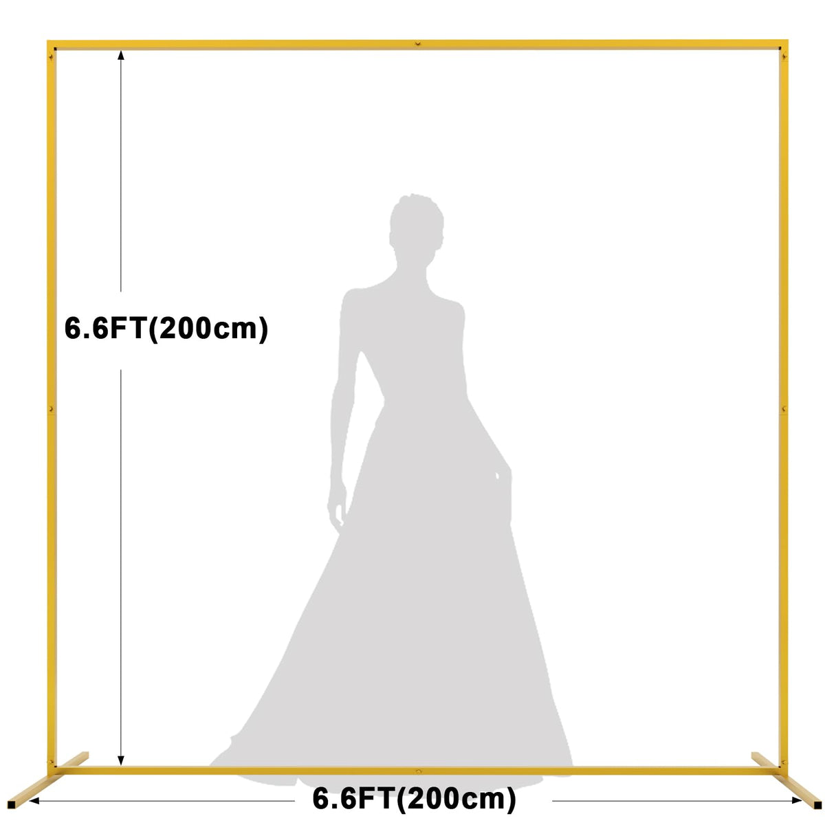 HASTHIP® 200cm Wedding Arch Backdrop Stand - Metal Square Backdrop Stand Decoration - Gold Wedding Arches Stand - Square Balloon Arch Stand for Wedding - for Wedding, Birthday, Background Decoration