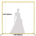 HASTHIP® 200cm Wedding Arch Backdrop Stand - Metal Square Backdrop Stand Decoration - Gold Wedding Arches Stand - Square Balloon Arch Stand for Wedding - for Wedding, Birthday, Background Decoration