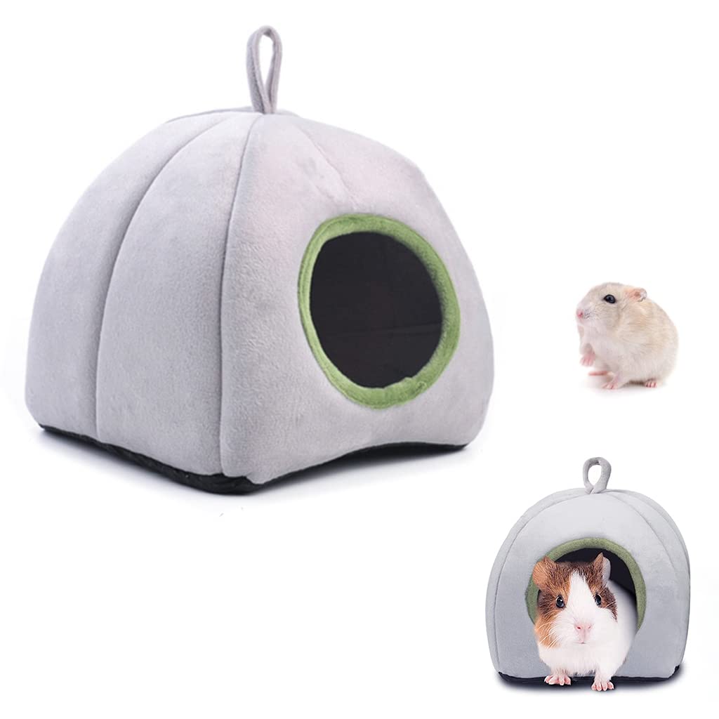 HASTHIP® Cueva de Hámster Suave y Lavable,Cama de Felpa para Conejo,Chinchilla Erizo Cobaya y Ratón Casa Mascota Pequeña con Diseño Tienda Mango Portátil (hasta 0.5 KG)