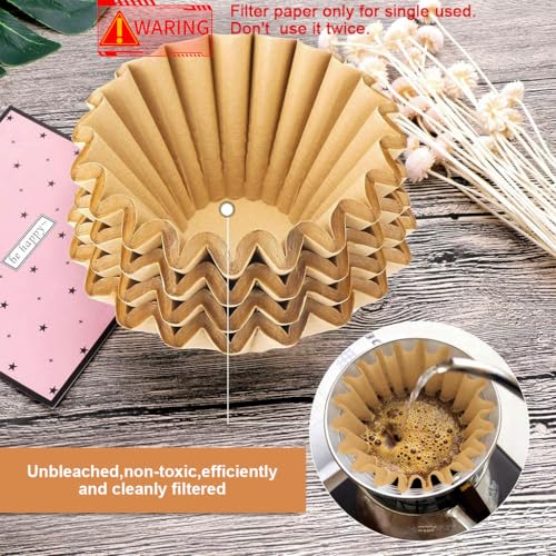 HASTHIP® 100 Count Basket Coffee Filters,Natural Unbleached Disposable Coffee Filter Paper for Drip and Pour Over Maker,Basket Shape Fits 8-12 Cup Brewers