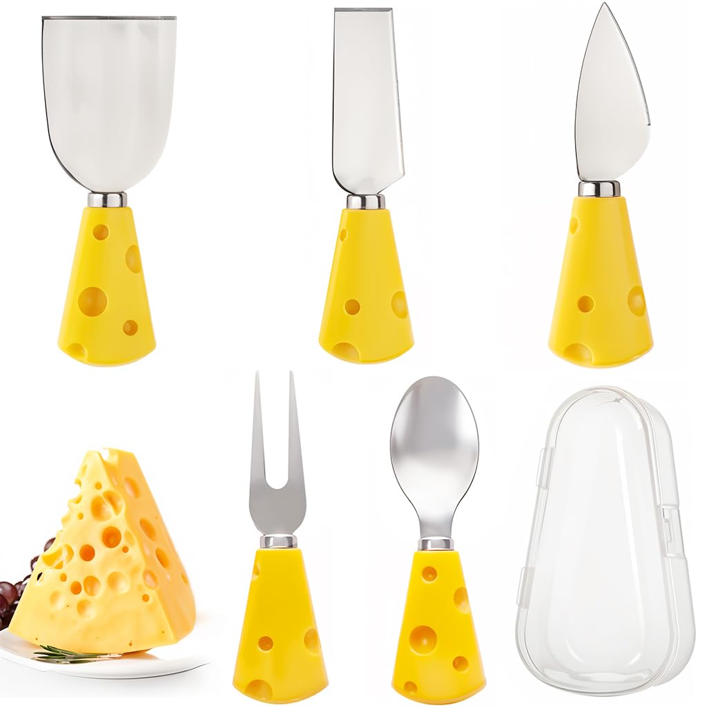 HASTHIP Cheese Cutter Tools Set for Party Serving with Creative Handles and Stainless Steel Case