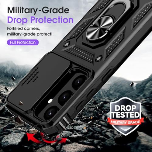 HASTHIP® Phone Case for Samsung Galaxy S24 Plus with Magnetic Kickstand Phone Grip, Hard PC Phone Case with Sliding Camera Cover Anti-scratch Phone Case for Samsung Galaxy S24 Plus