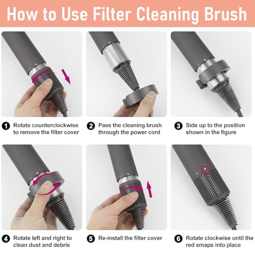 HASTHIP® Filter Cleaning Brush for Dyson Supersonic Hair Dryer HD01 HD02 HD03 HD04 HD08 Hair Blow Dryers, Easy Cleaning Tool for Hair Dryer Attachments (Parts Only)