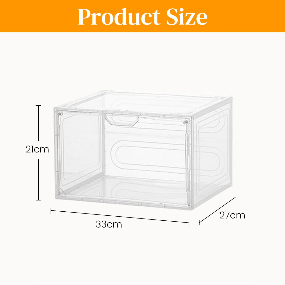 HASTHIP Clear Book Storage Organizer Box for Books and Dolls with Door | 33 x 21 x 27 cm Stackable Plastic Display Case