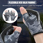 HASTHIP® Fishing Gloves UPF 50+ Sun Protection Breathable Ice Silk Outdoor Gloves with Open Finger Design Anti-Slip Grip Lightweight Sport for Kayaking,Angling,Boating Hiking