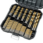 HASTHIP® 99Pcs Drill Bit Set, 135° Tip Titanium Coated High Speed Steel, Twist Drill Bit Kit for Iron,