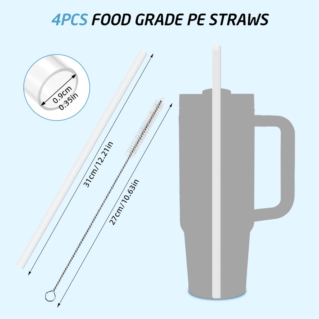 HASTHIP Silicone Straws for Stanley 40oz Cup with 11.8in Reusable Design and Sakura Caps | BPA Free