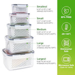 HASTHIP® 5PCS Kitchen Storage Box for Kitchen Used Fridge Storage Containers Set with Lid Airtight Container Boxes for Storage & Container Double Layer Fridge Organiser Storage Boxes with Drain Basket