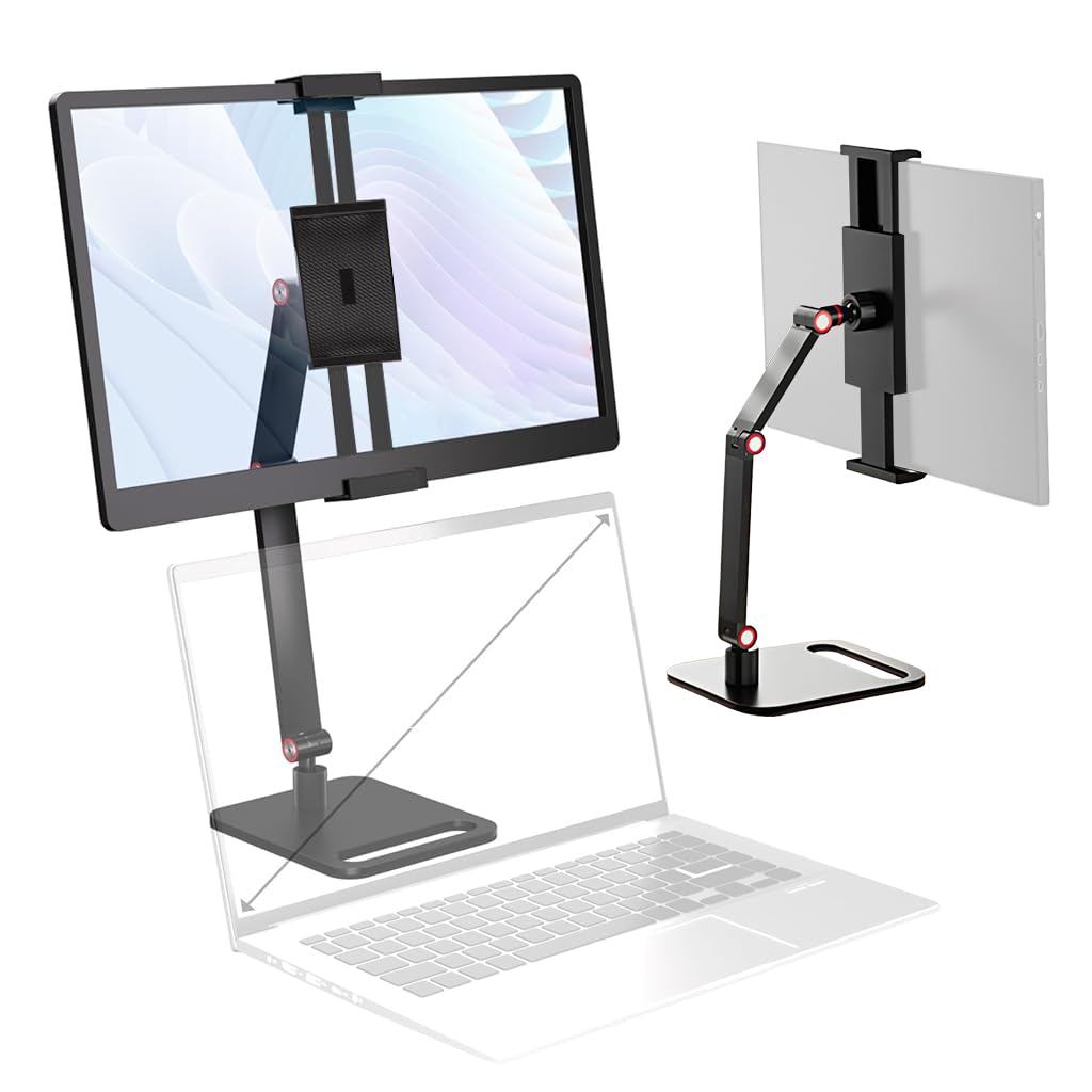 HASTHIP® ZORBES Soporte de Monitor para 6-18.5 Pulgadas, Soporte Ajustable y Portátil con Abrazadera de Escritorio y Rotación de 360°, Aleación de Aluminio Resistente