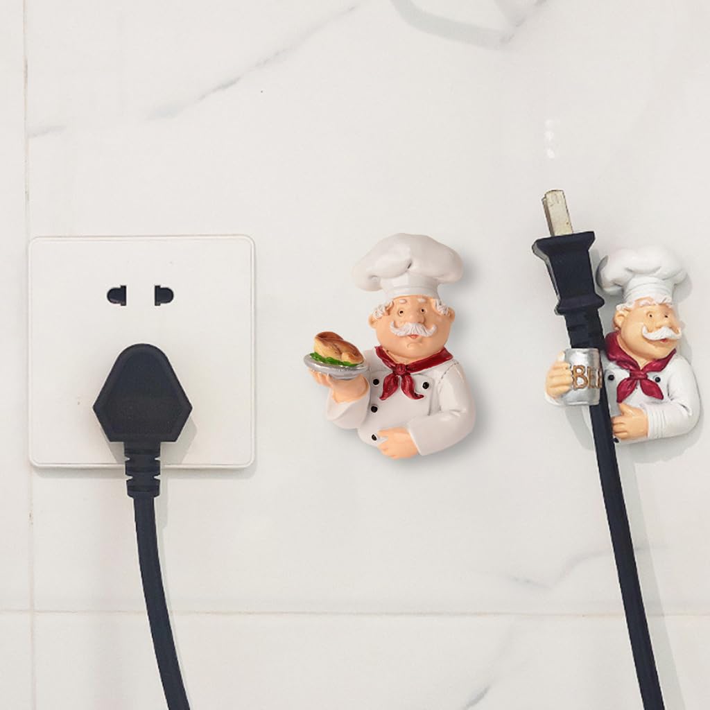 HASTHIP Decorative Power Plug Holder 2 Pack for Kitchen and Bathroom Walls | Resin Hooks for Keys and Utensils