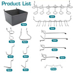 Pegboard Hooks Kit Pegboard Hooks Assortment with Pegboard Bins, Peg Locks, for Organizing Various Tools, 80 Durable Hooks & 4 Bins for 1/8" & 1/4" Pegboards, Versatile Storage Tools