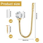 HASTHIP Curtain Holdback Wall Hooks for Drapery featuring Acrylic Crystal Ball Tips | Golden Aluminum Alloy 2Pcs Set