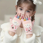 HASTHIP® Guantes de Invierno para Niños Mitones de Punto con Forro Polar Guantes Dedo Completo con Cuerda Antipérdida para Esquí y Juego al Aire Libre Edad 4-12 Años