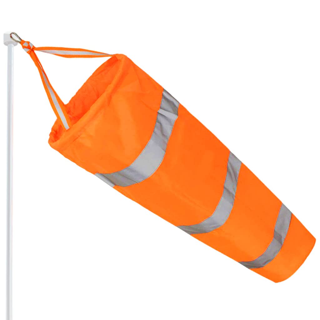 HASTHIP Airport Wind Sock for Outdoor Wind Direction Measurement with Reflective Straps and 30 in Length | Bright Orange Waterproof Nylon Design