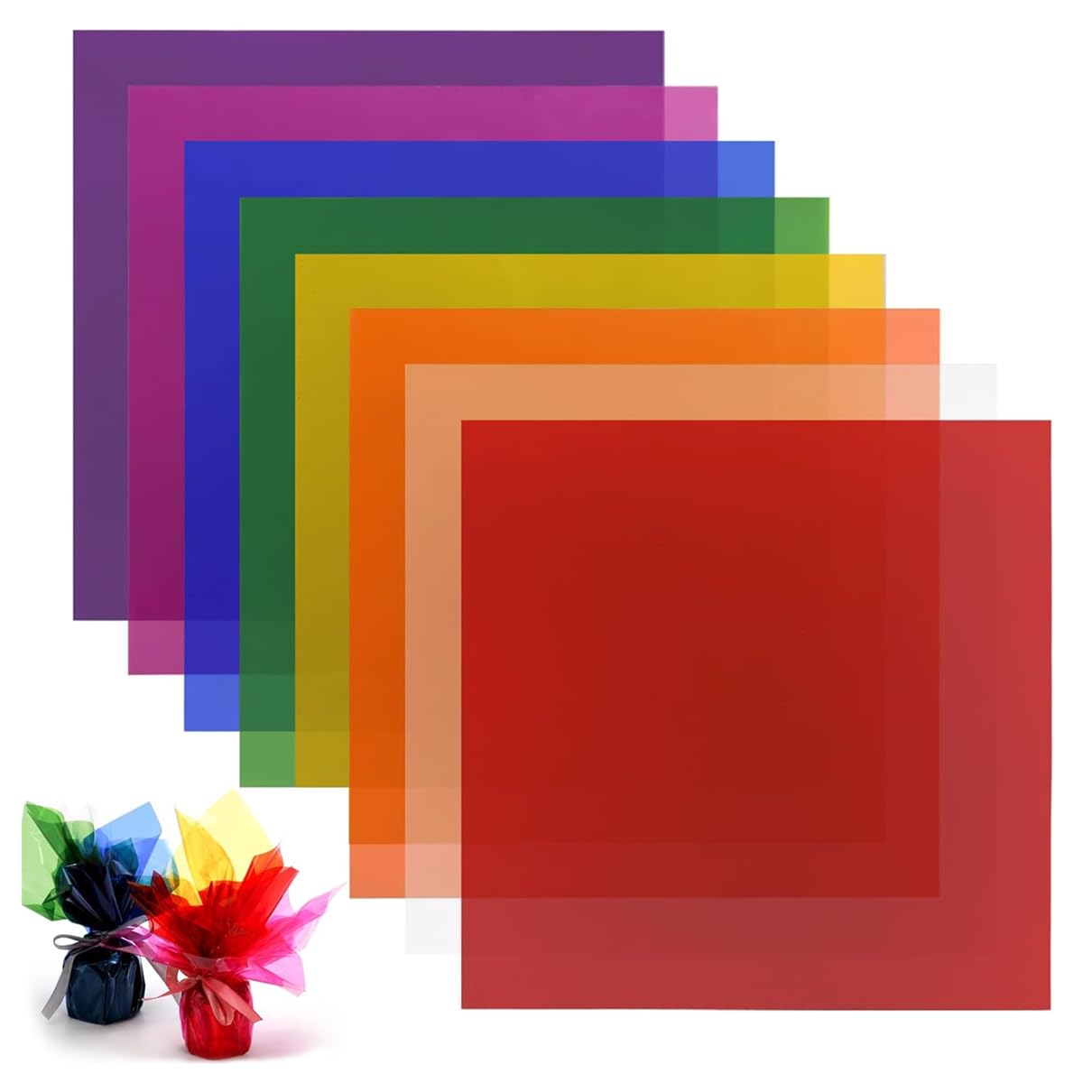 HASTHIP Gift Wrapping Paper for Candy and Crafts with 120 7.5 in Sheets in 8 Glossy Colors